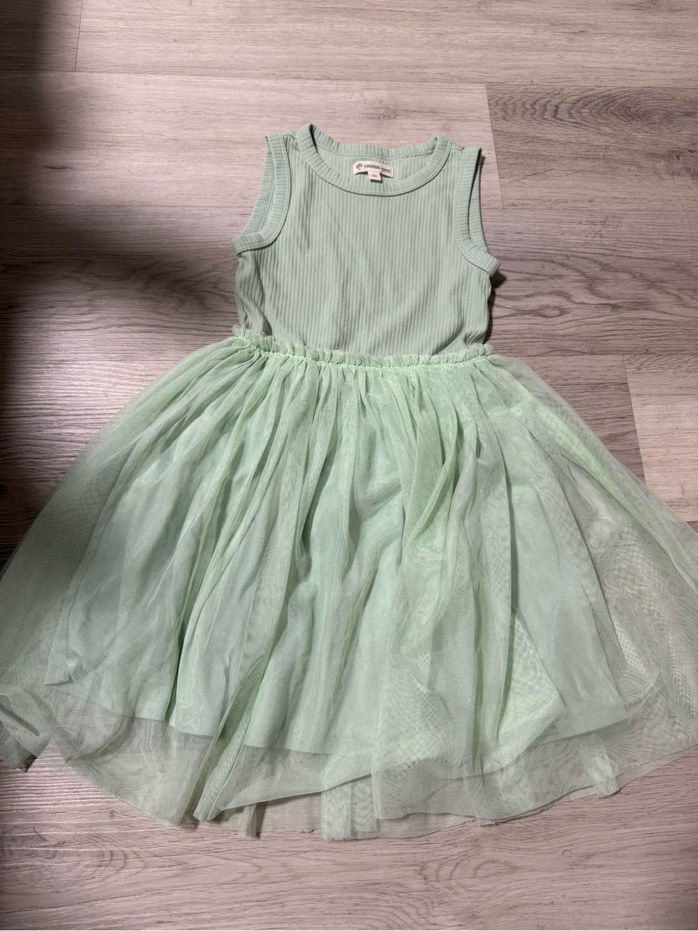 Tucker + Tate Light Green Combination Knit  Tulle Sleeveless Dress Girls Size 7